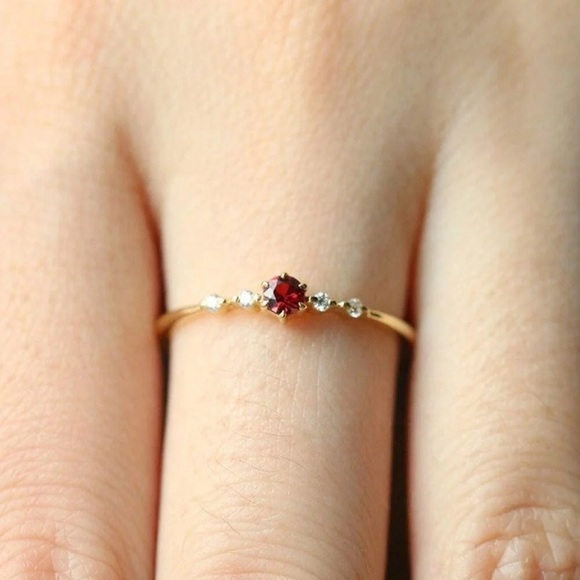 New Women’s Yellow Gold Plated Ruby Ring - Picture 2 of 4